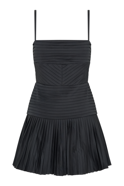 ROF Rylee Multi Plise Mini Elbise - Kömür