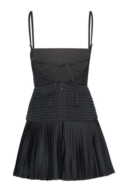 ROF Rylee Multi Plise Mini Elbise - Kömür