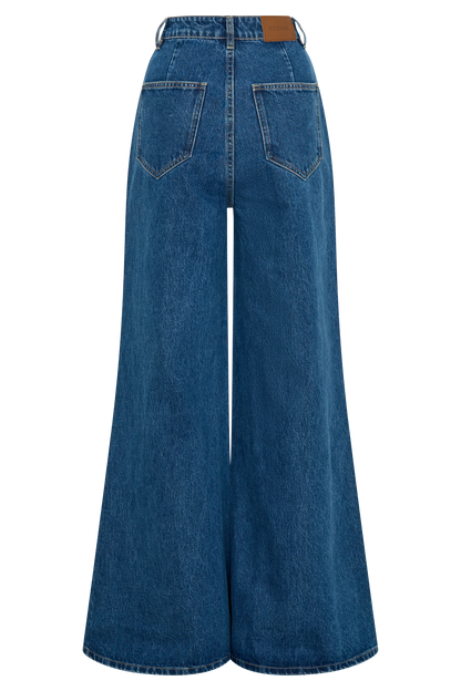 ROF Jen Geniş Paça Flare Denim Jeans - Lacivert