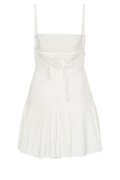 ROF Rylee Multi Plise Mini Elbise - Beyaz
