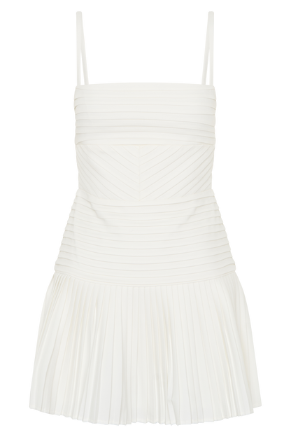 ROF Rylee Multi Plise Mini Elbise - Beyaz