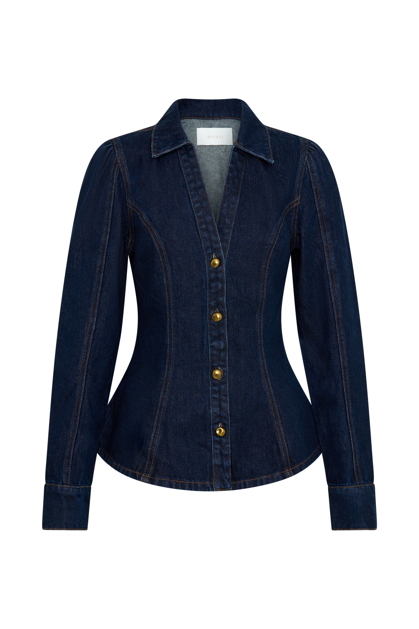 ROF Hilary Uzun Kollu Denim Üst - İndigo Mavi