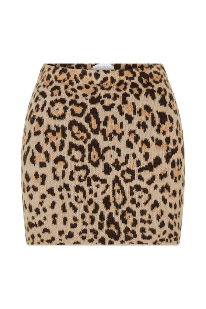 ROF Marissa Triko Mini Etek - Leopar Desenli