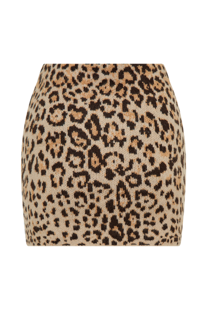 ROF Marissa Triko Mini Etek - Leopar Desenli