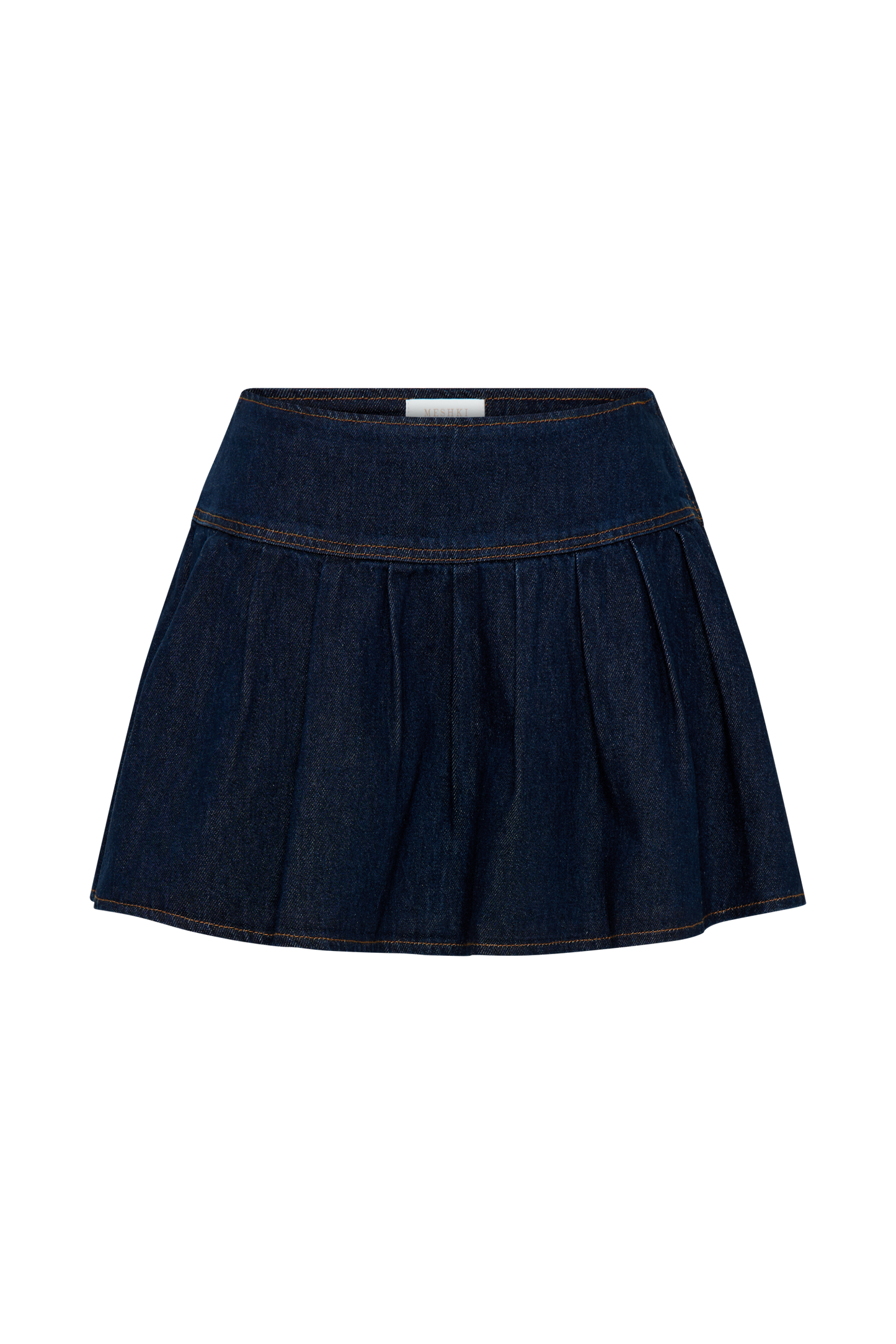 ROF Candice Pileli Denim Mini Etek - İndigo Mavi