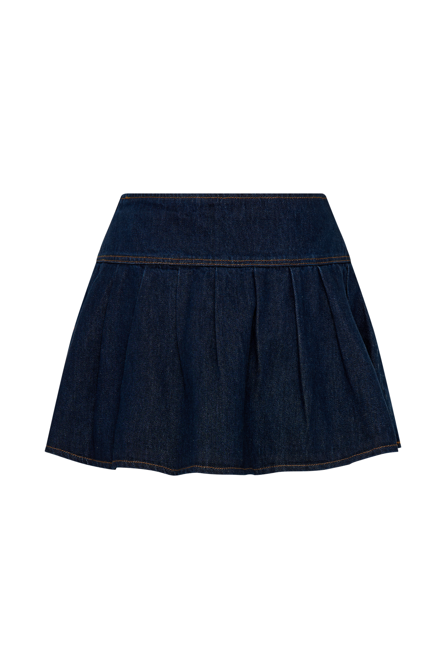 ROF Candice Pileli Denim Mini Etek - İndigo Mavi