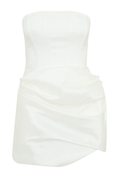 ROF Sasha Tafta Straplez Korse Mini Elbise - Beyaz
