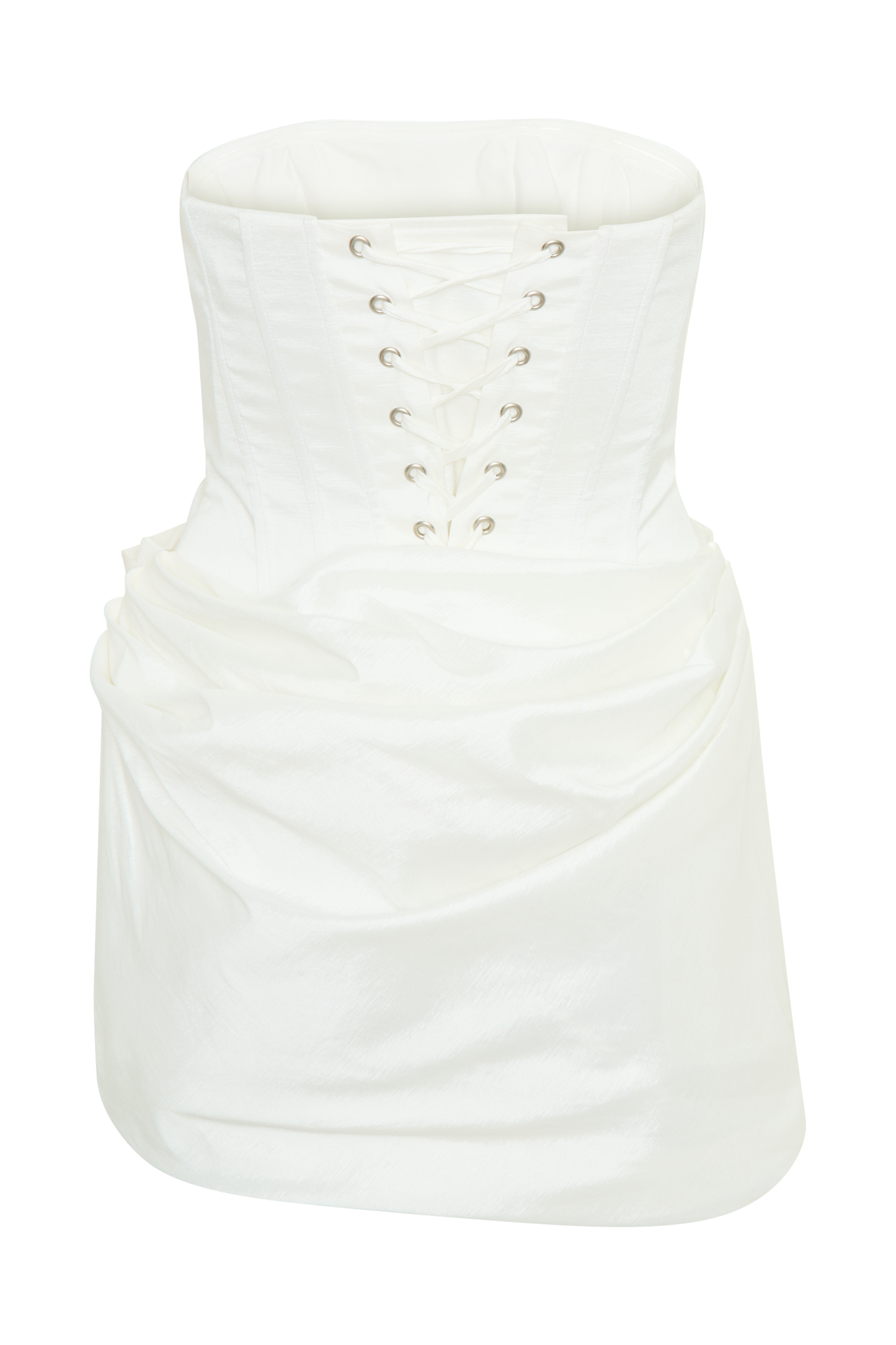 ROF Sasha Tafta Straplez Korse Mini Elbise - Beyaz