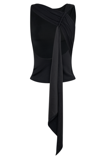 ROF Catelyn Asimetrik Scuba Jersey Üst - Siyah