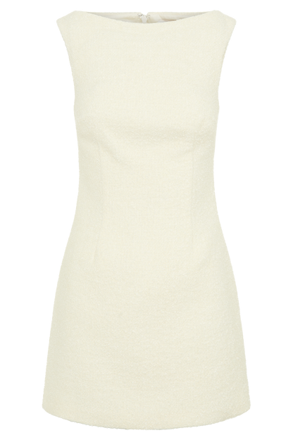 ROF Angela Dokulu Buklet Mini Elbise - Fildişi