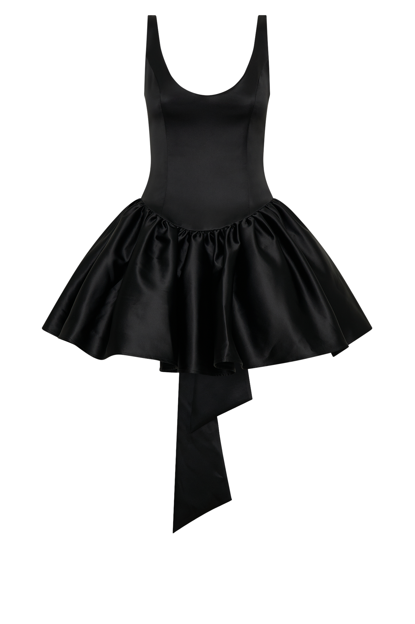 ROF Felicia Fiyonklu Saten Mini Elbise - Siyah