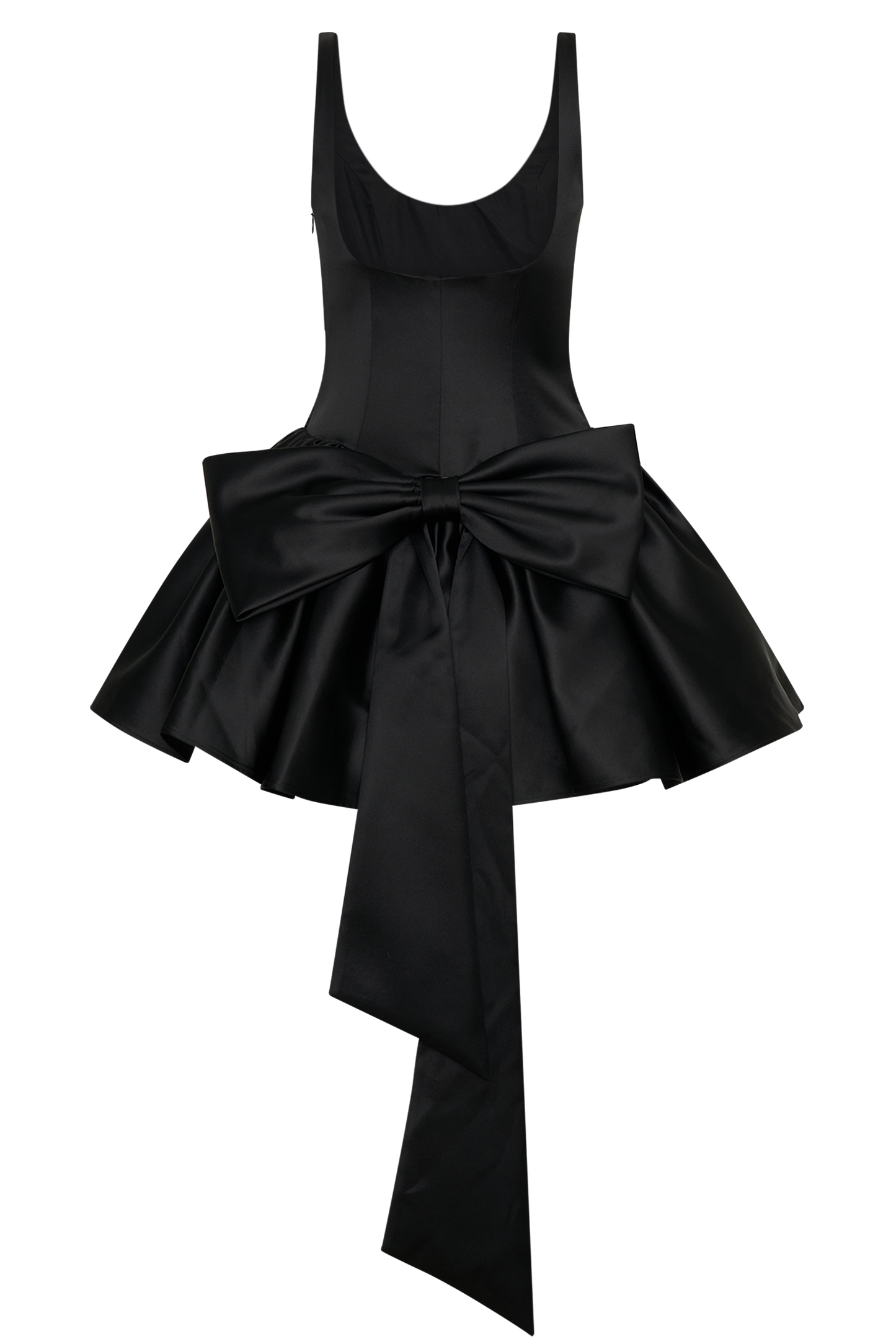 ROF Felicia Fiyonklu Saten Mini Elbise - Siyah