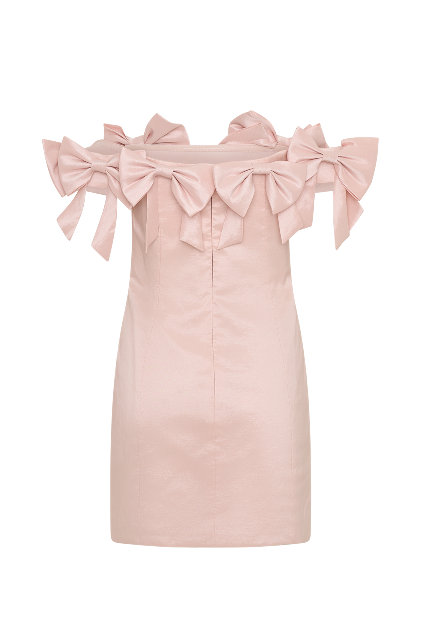 ROF Rose Straplez Fiyonklu Mini Elbise - Pudra