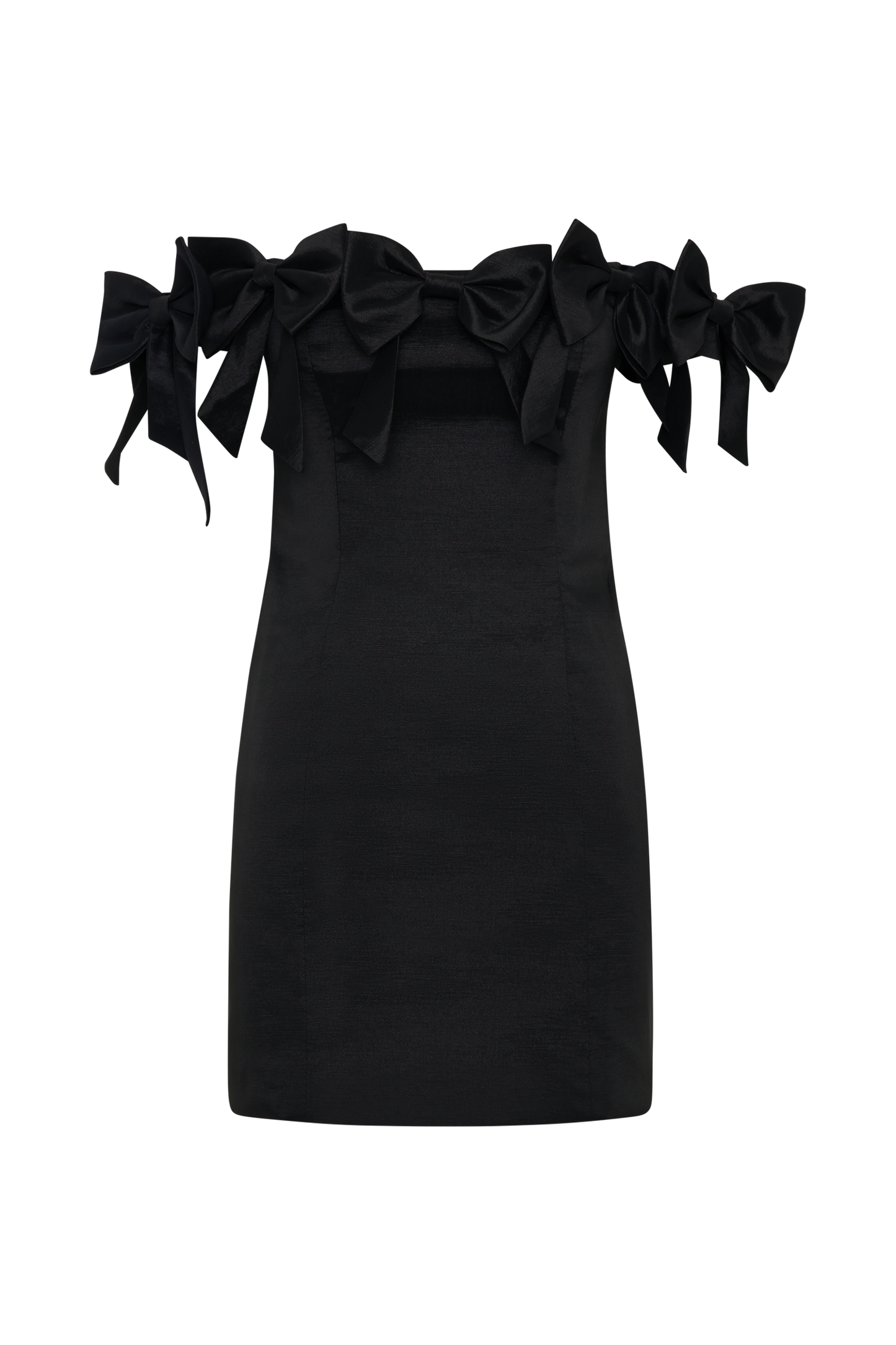 ROF Rose Straplez Fiyonklu Mini Elbise - Siyah