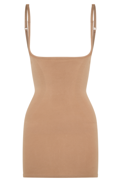ROF Jocelyn Sırtı Açık Shapewear Mini Elbise - Latte