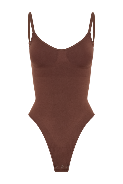 ROF Alyssa Sırtı Açık Shapewear Bodysuit - Espresso