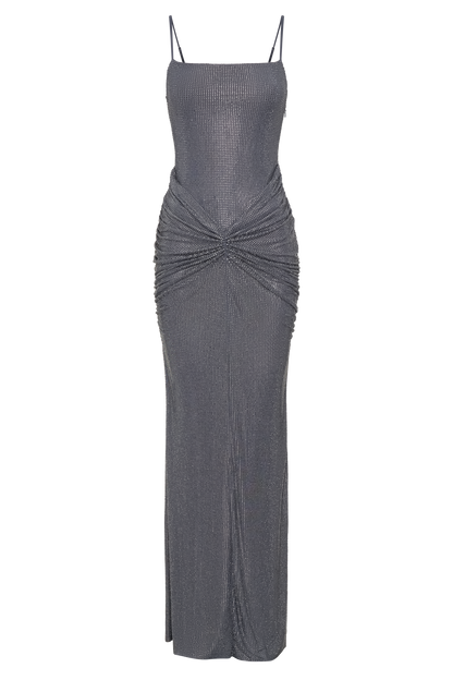 ROF Roisin Diamante Saten Maxi Elbise - Tunç