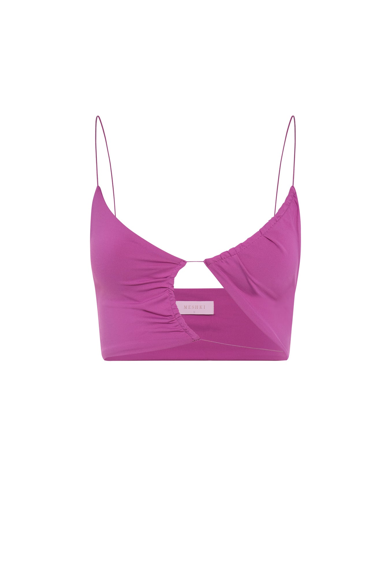 ROF Montana Dantelli Kesik Crop Top - Mor