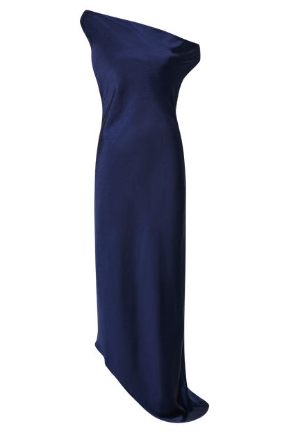ROF Asimetrik Etekli Yvette Slip Maxi Elbise - Lacivert
