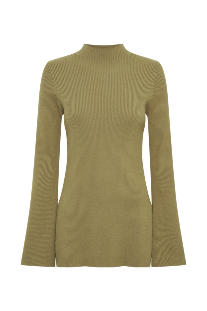 ROF Jovie Oversize Örgü Kazak - Zeytin
