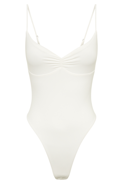 ROF Leah Geri Dönüşümlü Naylon Sırtsız Bodysuit - Beyaz