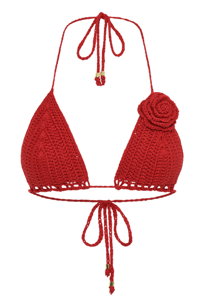ROF Verali Gül Tığ Bikini Üstü - Kırmızı