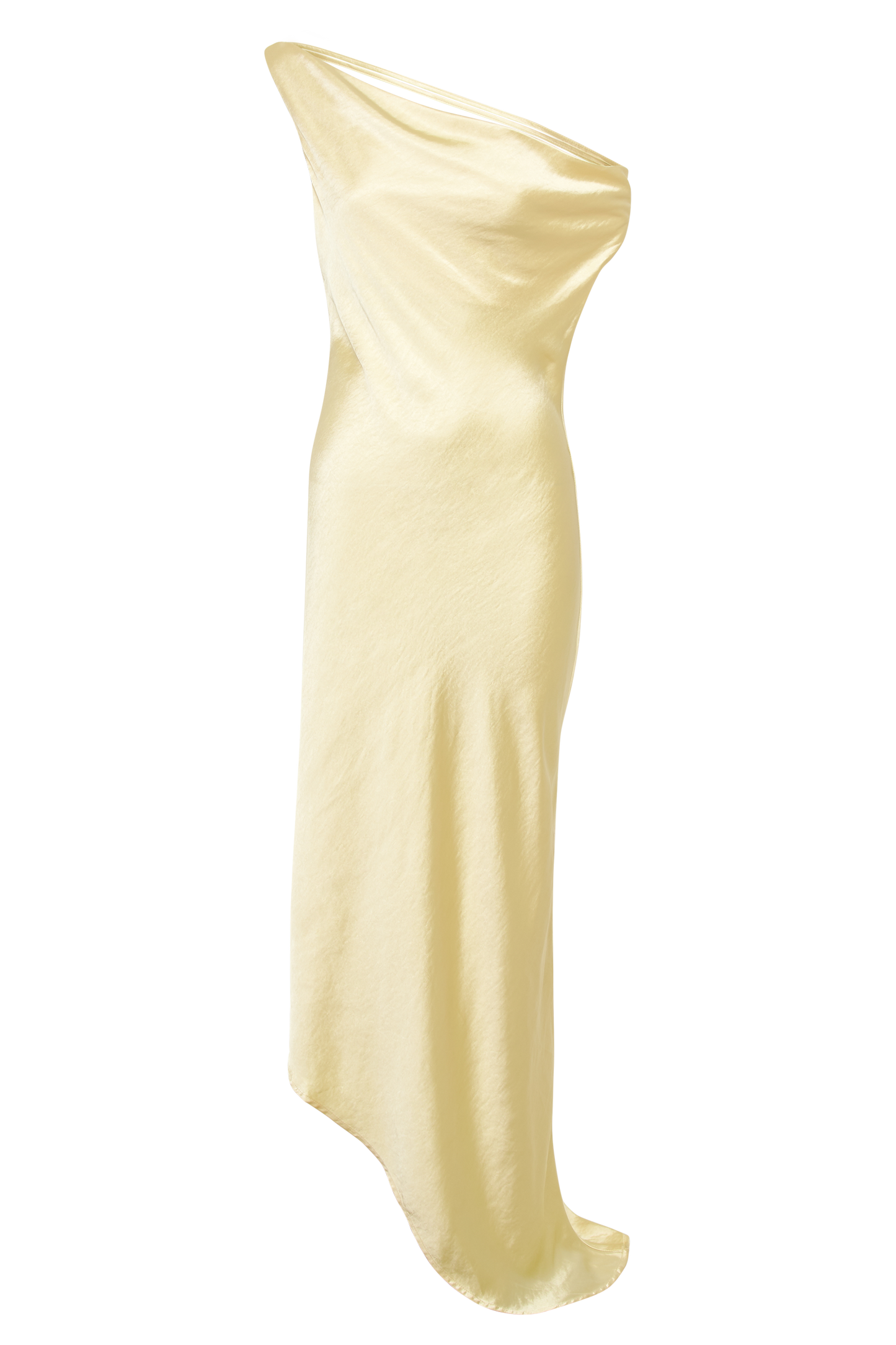 ROF Yvette Slip Uzun Elbise Asimetrik Etek - Tereyağı