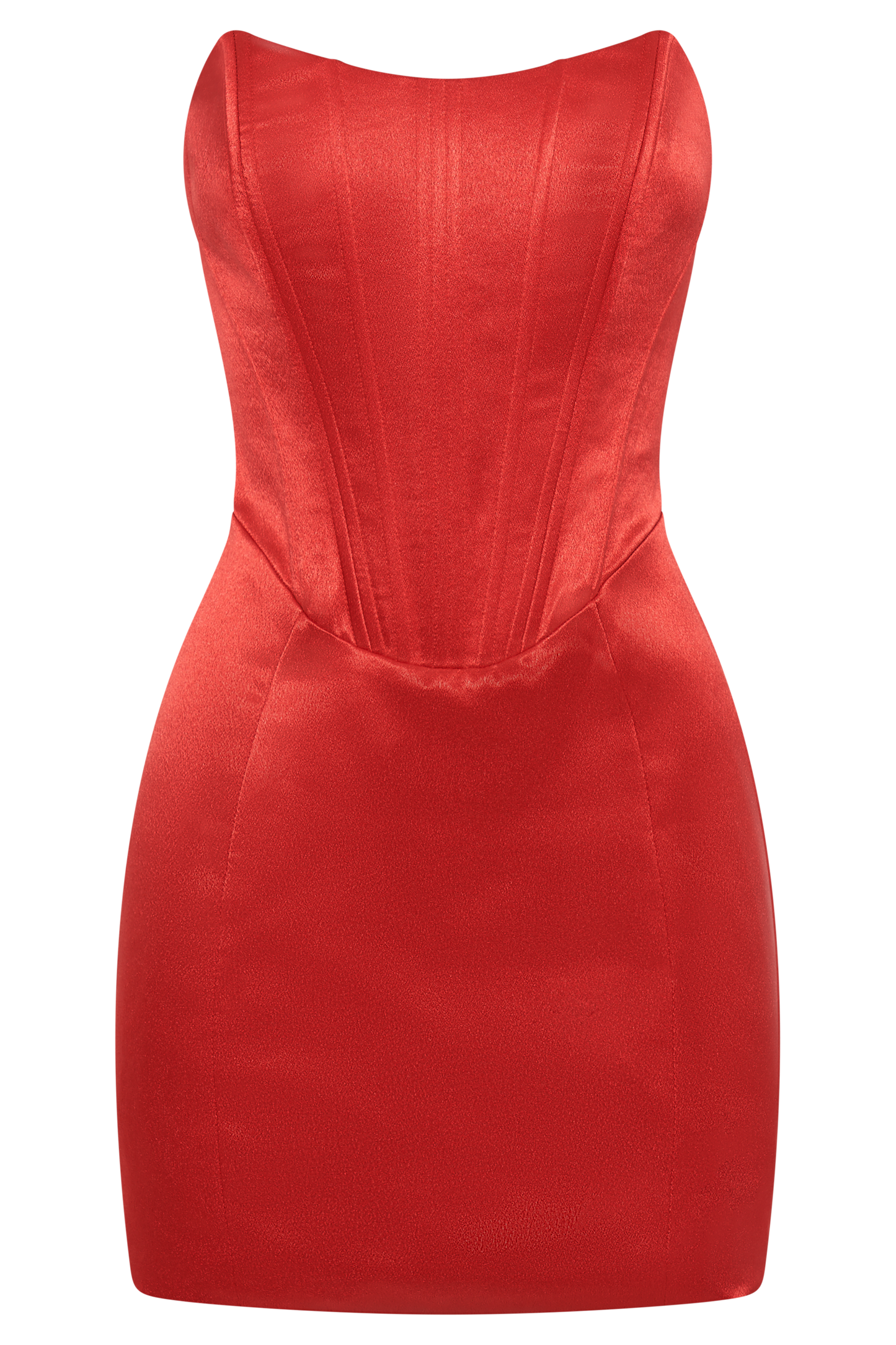 ROF Sariah Saten Korse Mini Elbise - Kırmızı