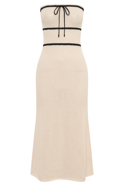 ROF Dawn Straplez Triko Midi Elbise - Krem