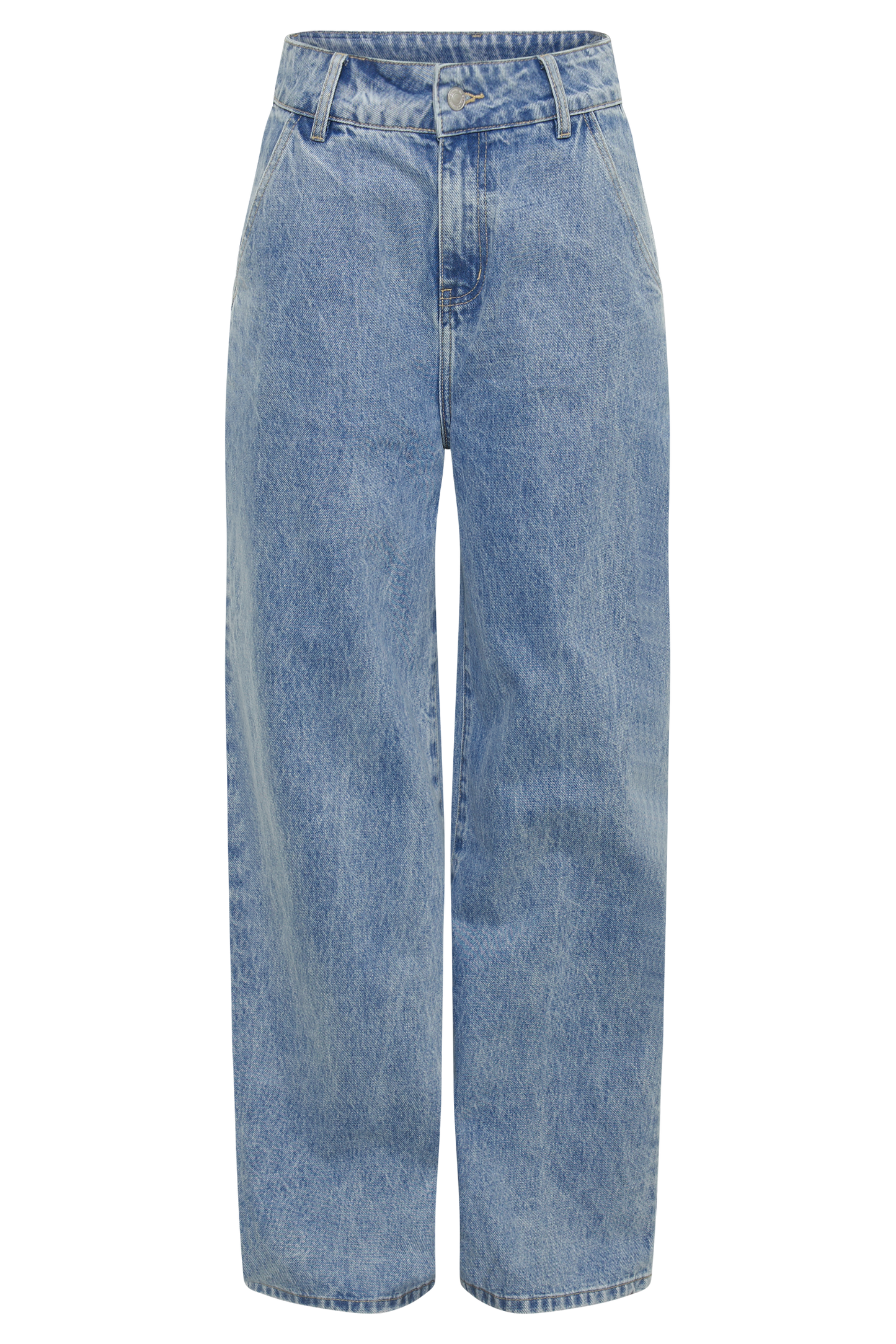 ROF Roxy Geniş Paça Yüksek Bel Denim Jeans - Orta Mavi
