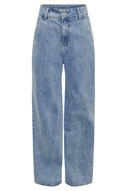 ROF Roxy Geniş Paça Yüksek Bel Denim Jeans - Orta Mavi