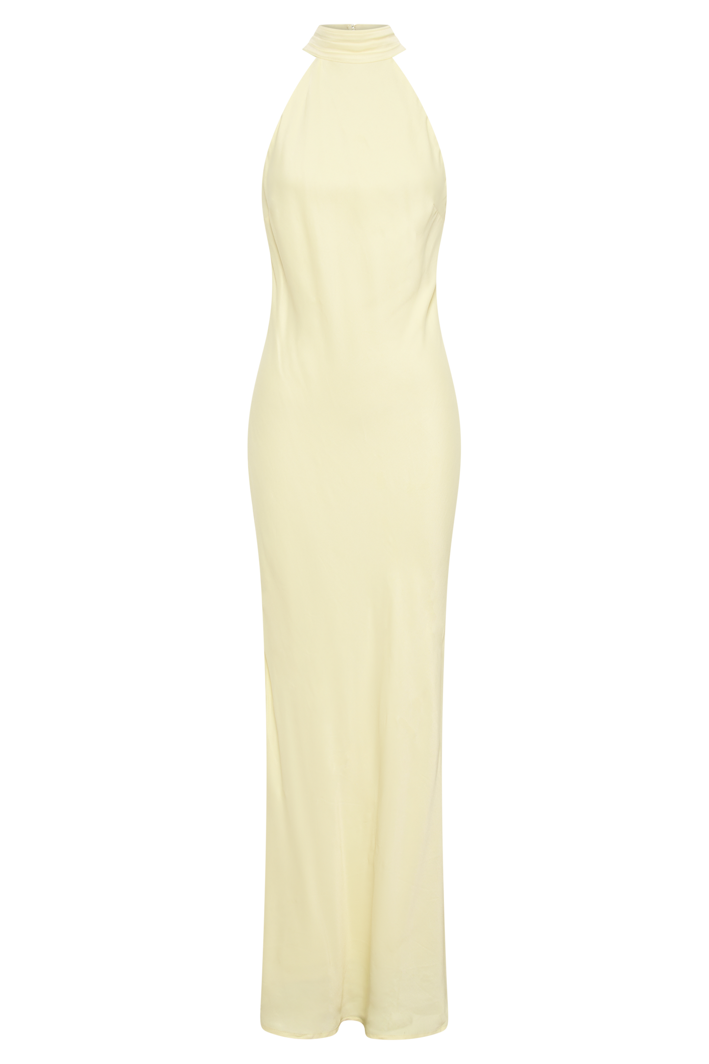 ROF Claire Mat Saten Drape Sırtlı Uzun Elbise - Açık Sarı