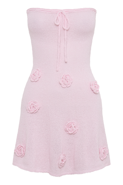 ROF Connelly Straplez Örgü Mini Elbise - Fairy Floss Pembe