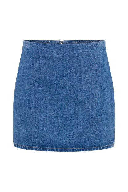 ROF Ellie Denim Mini Etek - 70'Ler Mavi