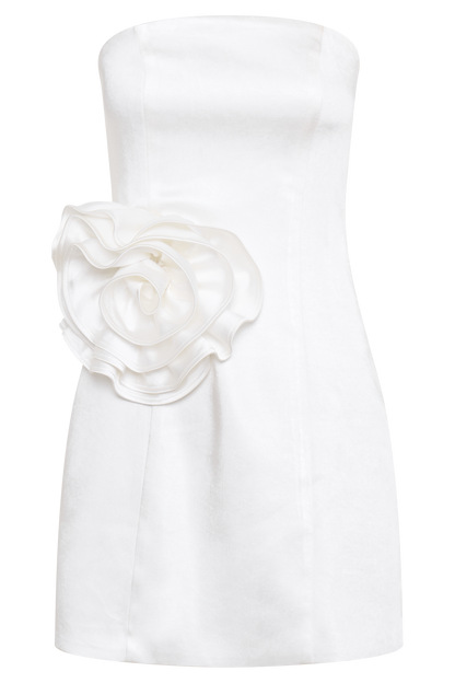ROF Bernadette Straplez Rose Mini Elbise - Beyaz