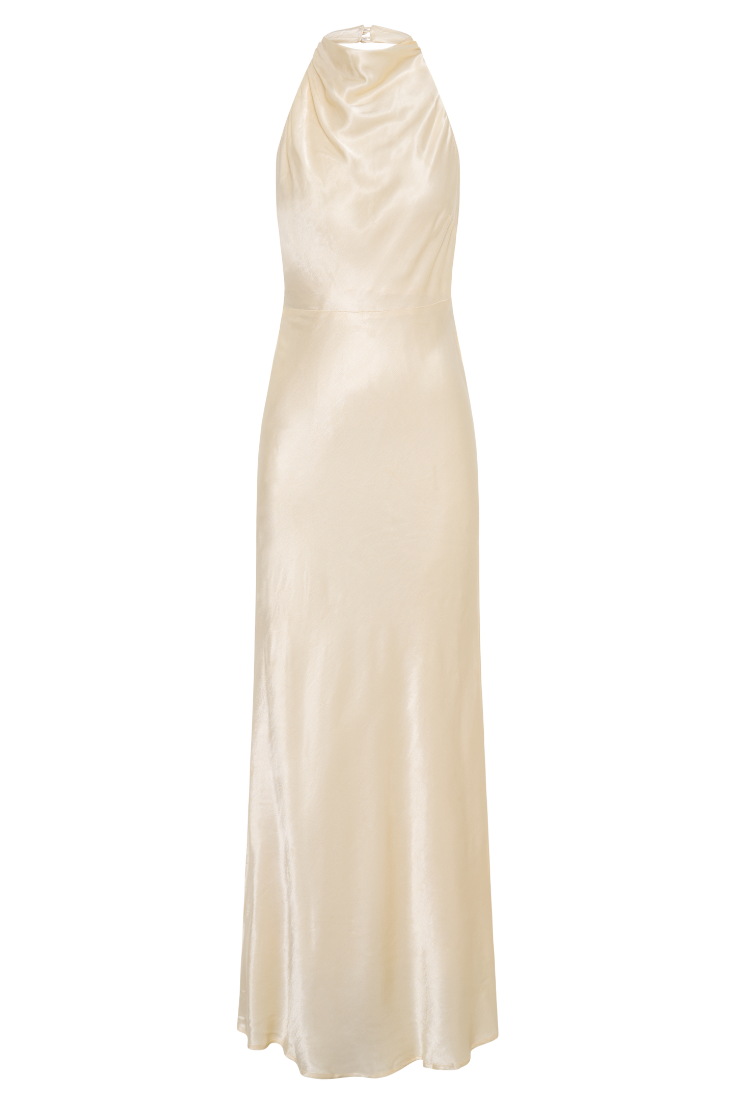 ROF Esther Yanardöner Saten Cowl Maxi Elbise - Limon Şerbeti