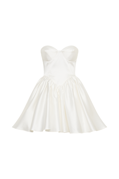 ROF Hollie Yapılı Korse Mini Elbise - Beyaz