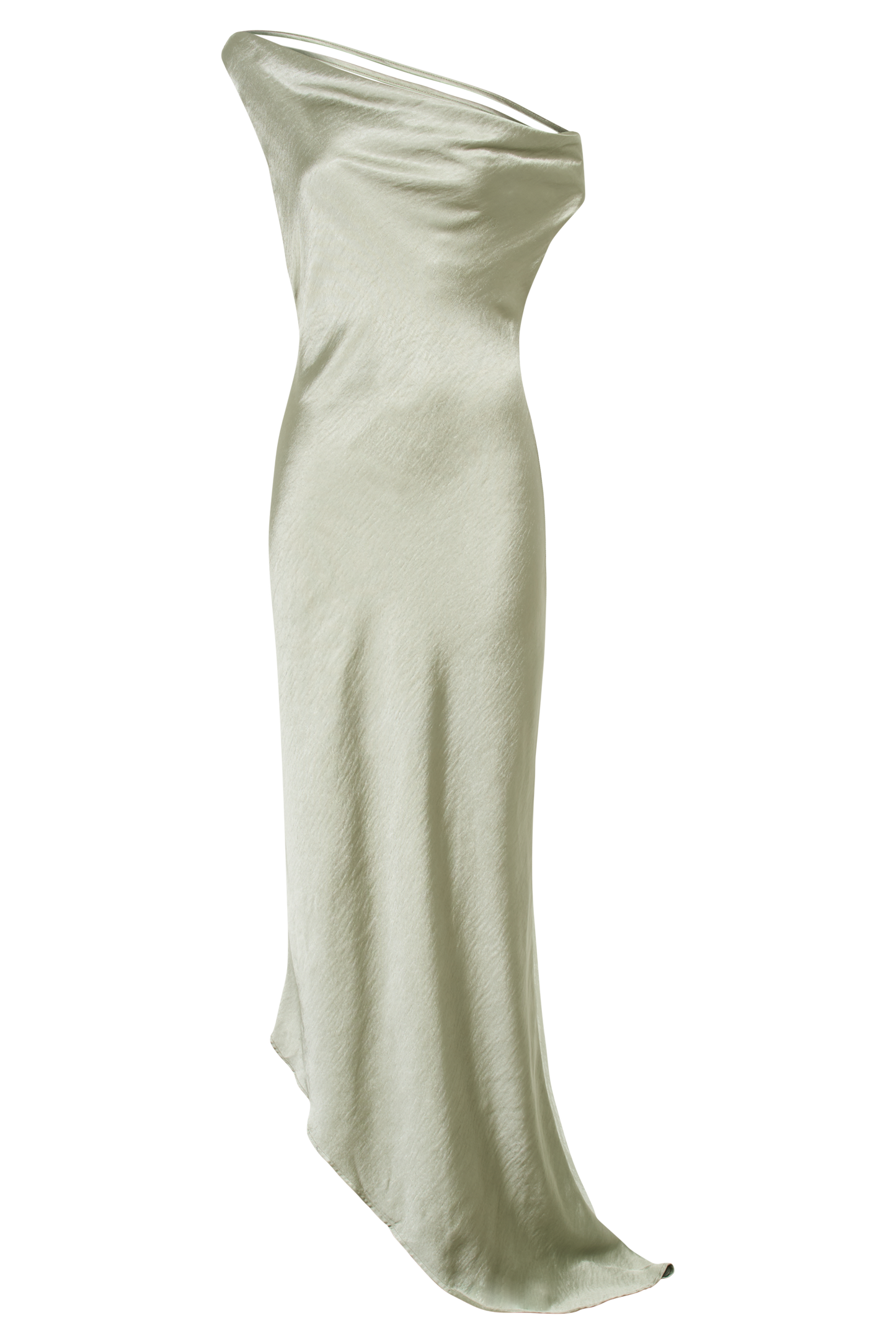 ROF Yvette Slip Uzun Elbise Asimetrik Etek - Adaçayı