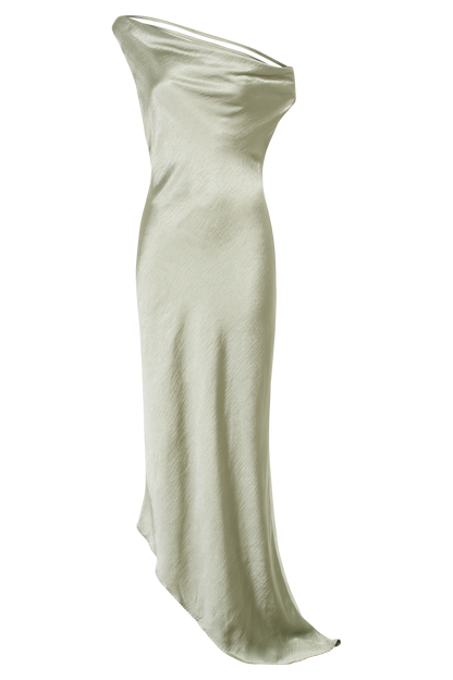 ROF Yvette Slip Uzun Elbise Asimetrik Etek - Adaçayı