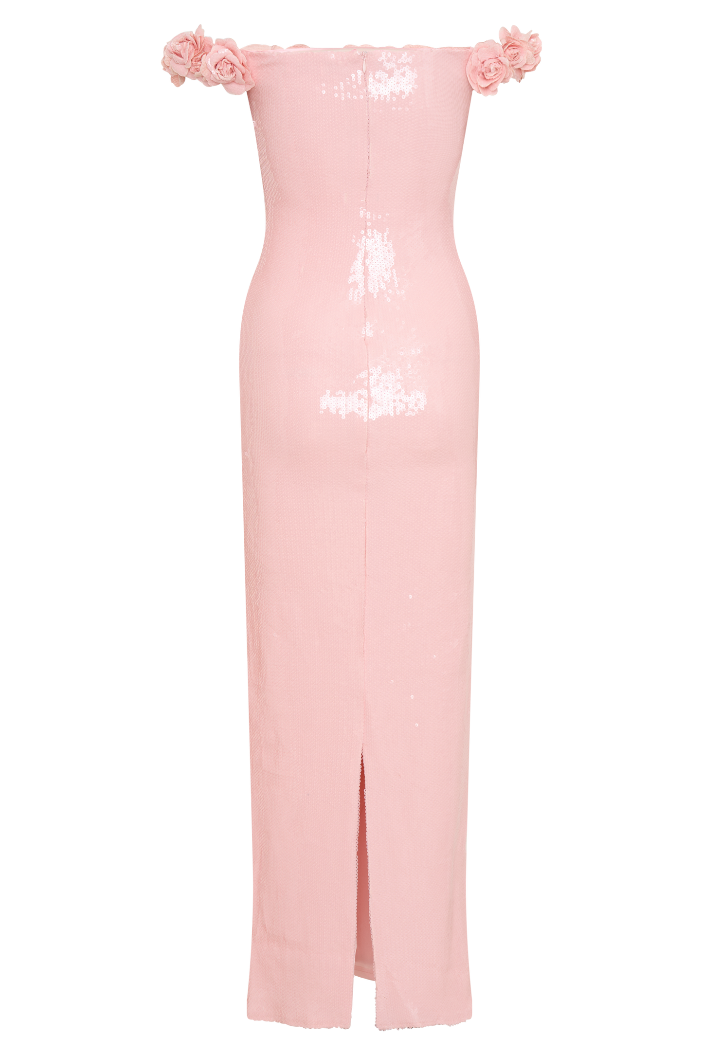 ROF Carrie Pullu Gül Uzun Elbise - Soluk Pembe