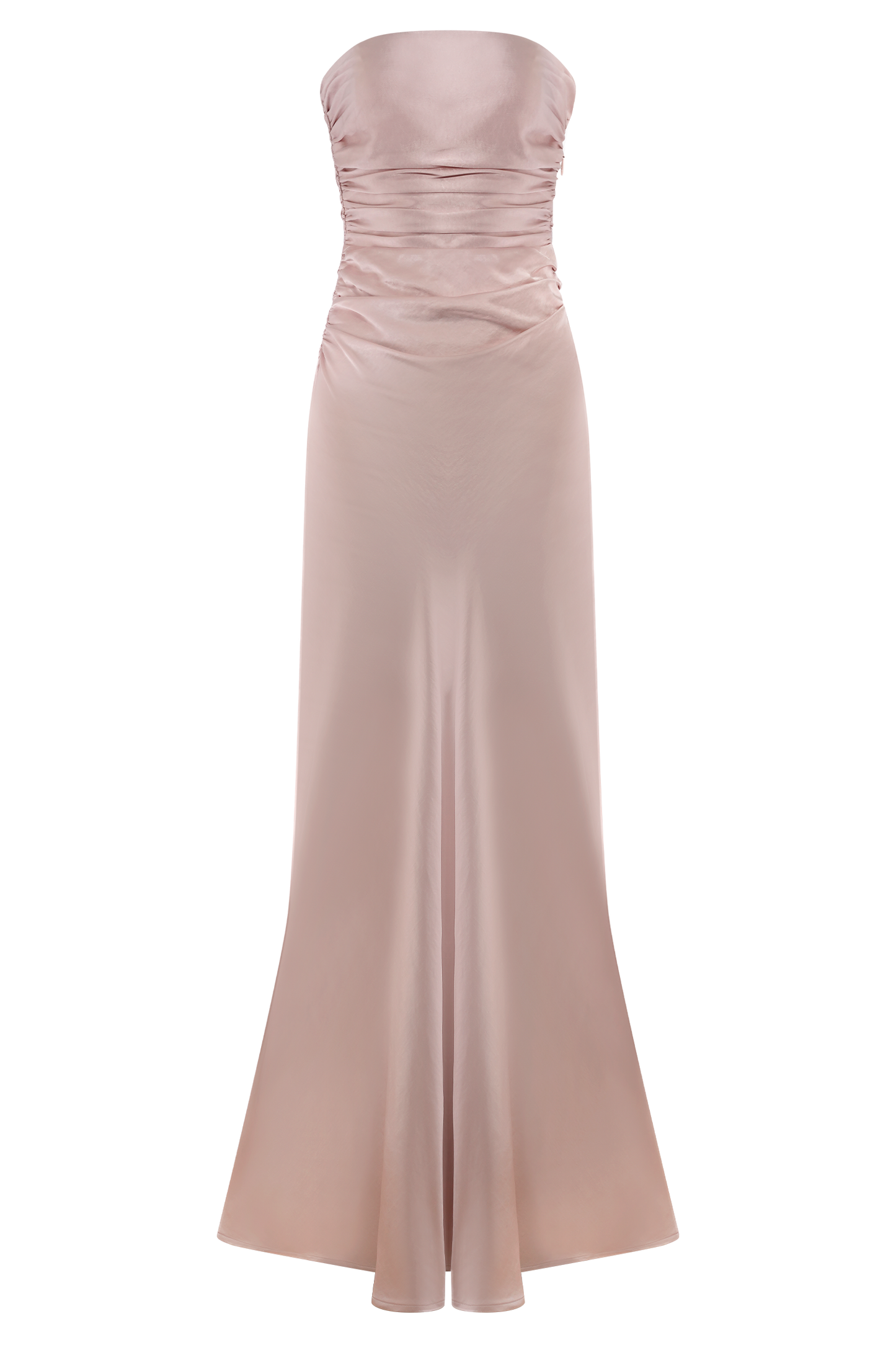 ROF Sedir Straplez Saten Maxi Elbise - Soft Pembe