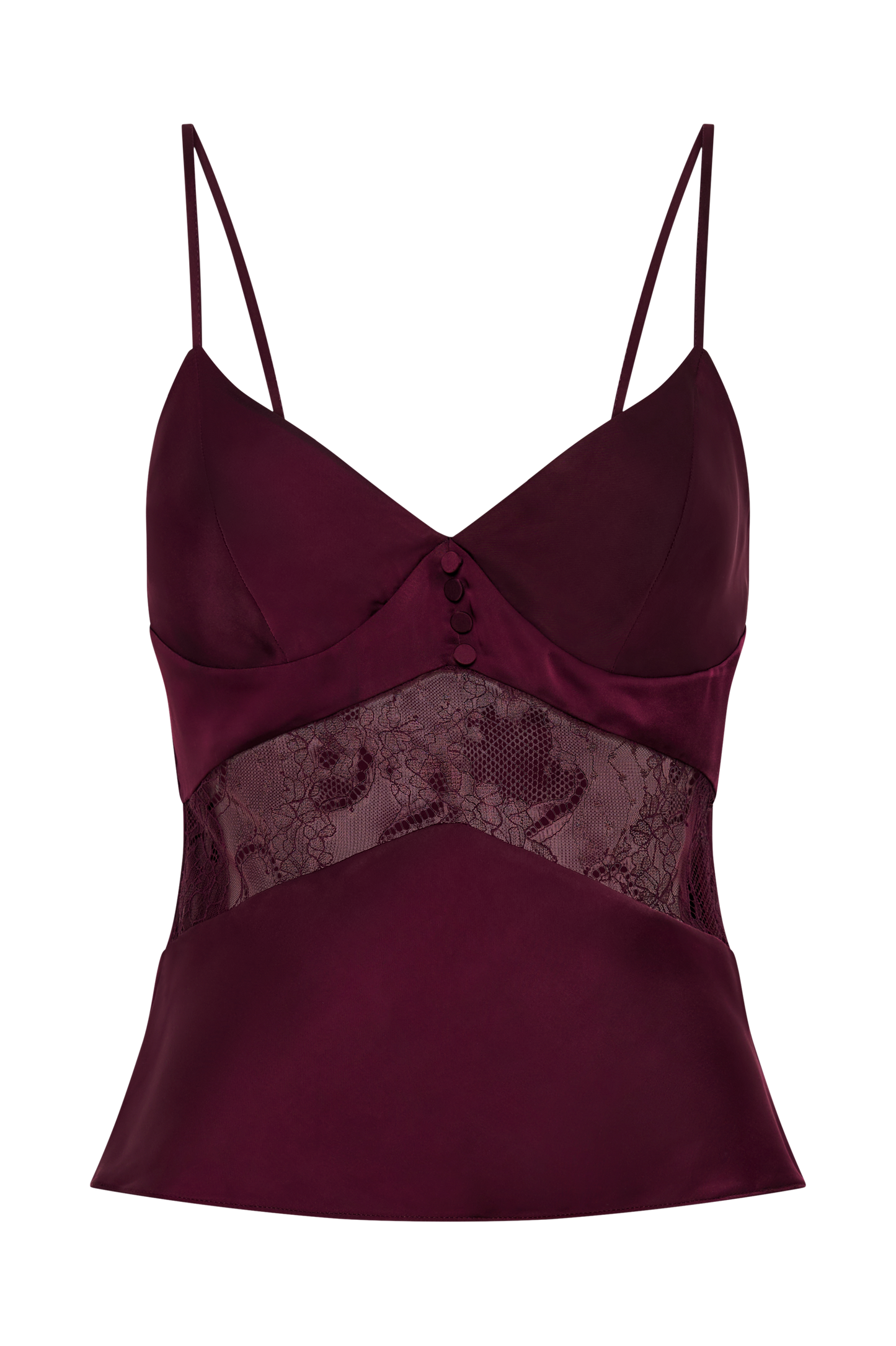 ROF Luella Saten Dantelli Cami Üst - Mürdüm