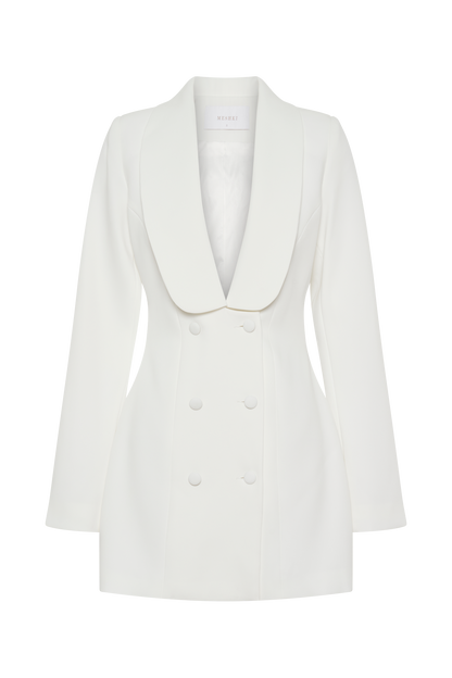 ROF Trinity Krep Blazer Elbise - Beyaz