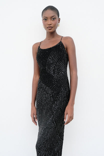ROF Tierra Payet Maxi Elbise - Siyah