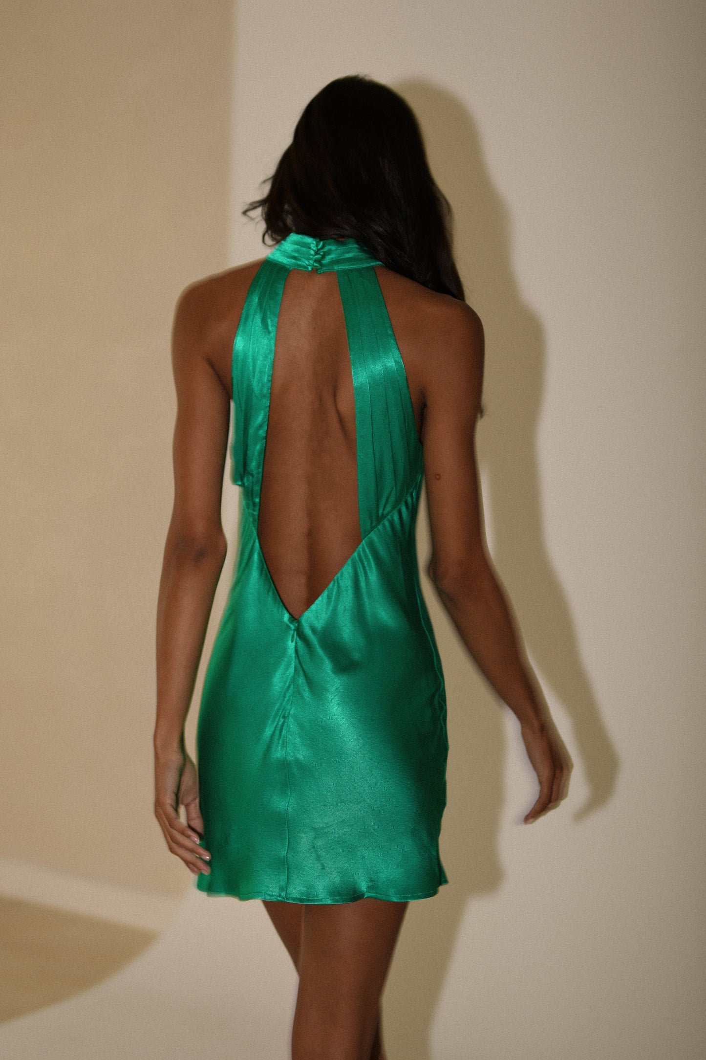 ROF Claire Shiny A Line Mini Elbise - Yeşil