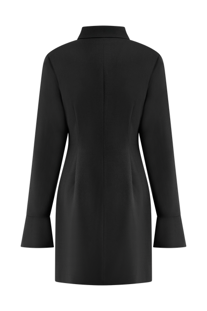 ROF Dorian Fitted Gömlek Mini Elbise - Siyah