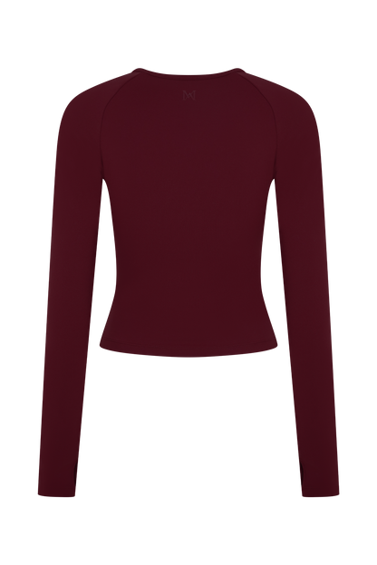ROF Eliana Uzun Kollu Aktif Üst - Bordo