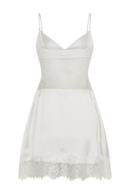 ROF Emmett Dantel Slip Elbise - Beyaz