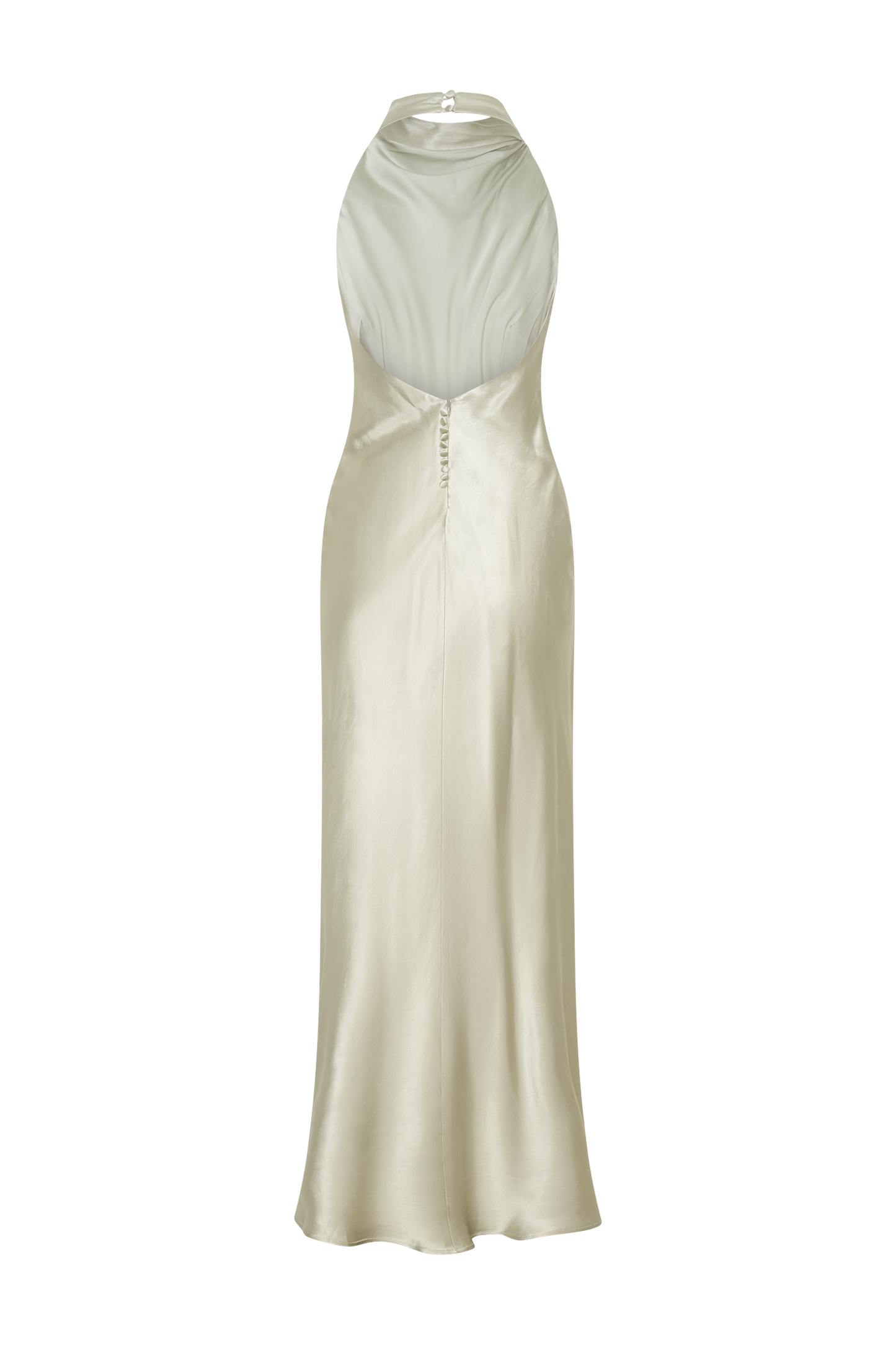 ROF Esther Yanardöner Saten Cowl Maxi Elbise - Adaçayı