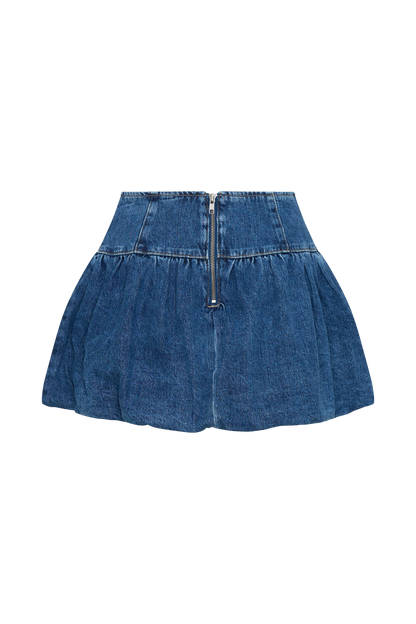 ROF Genia Baloncuklu Denim Mini Etek - Lacivert